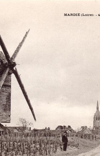 Le dernier moulin à vent, Mardié, vers 1905