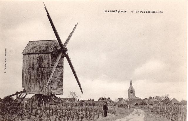 Le dernier moulin à vent, Mardié, vers 1905